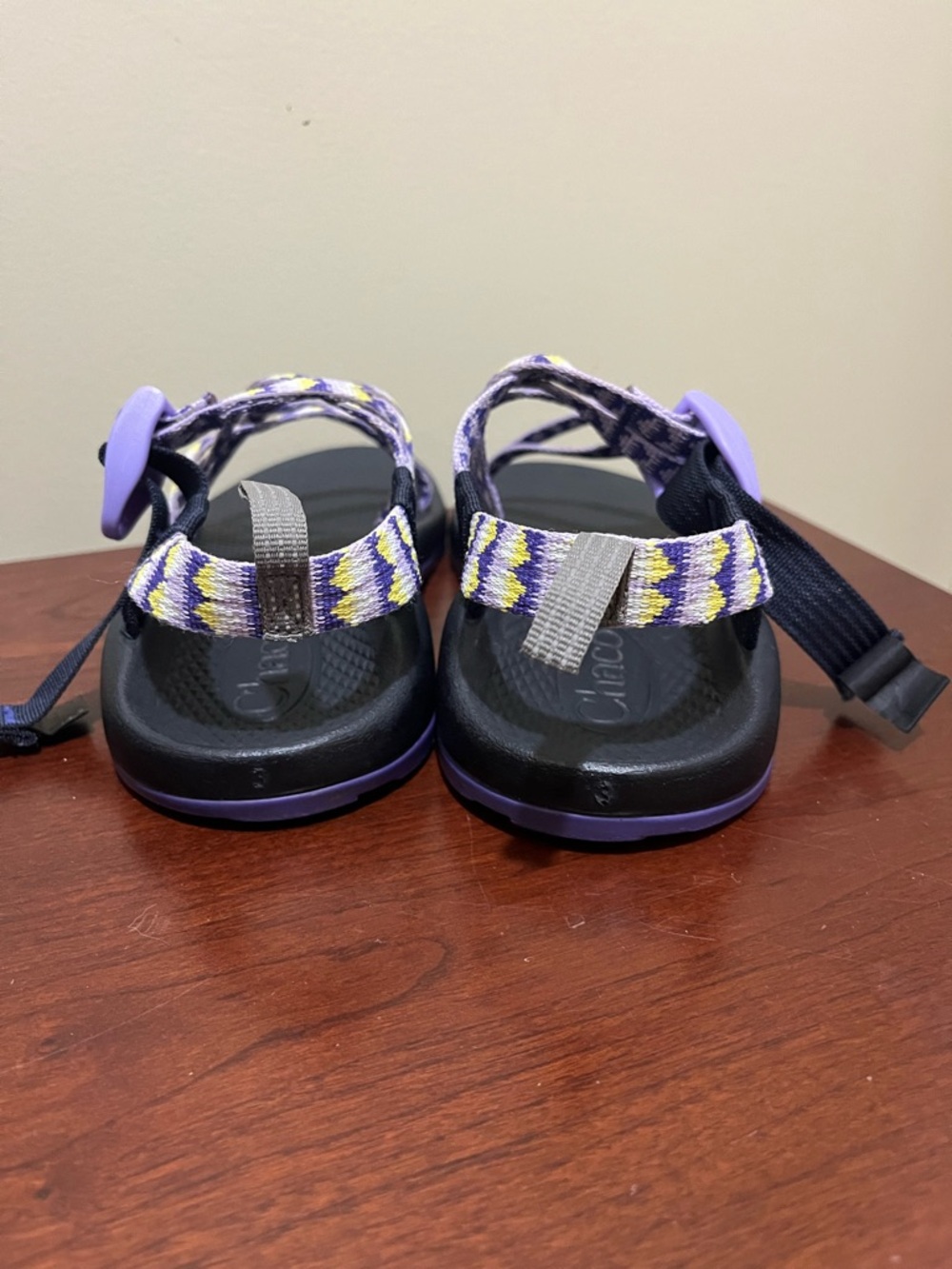 Chaco ZX/1 Ecotread kids' sandals purple/yellow double strap size 3 - Picture 4 of 9
